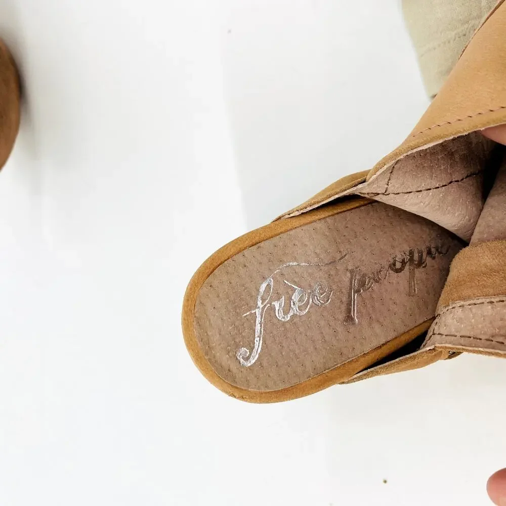 Free People 39 tan cutout Leather Heeled Sandal